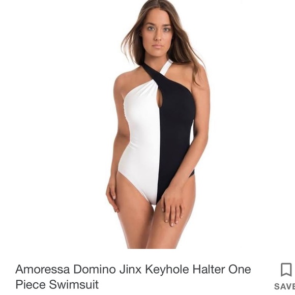 Amoressa Domino Jinx Twist One-Piece B&W Swimsuit - Picture 2 of 8